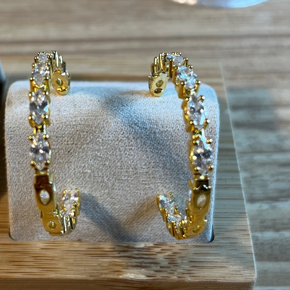 18k gold plated stone earring for womens
